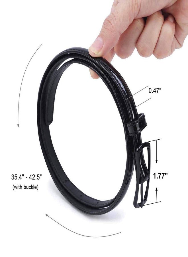 Selighting Women's Solid Color Faux Leather Skinny Belts for Dresses (One Size, Black) - Image 3